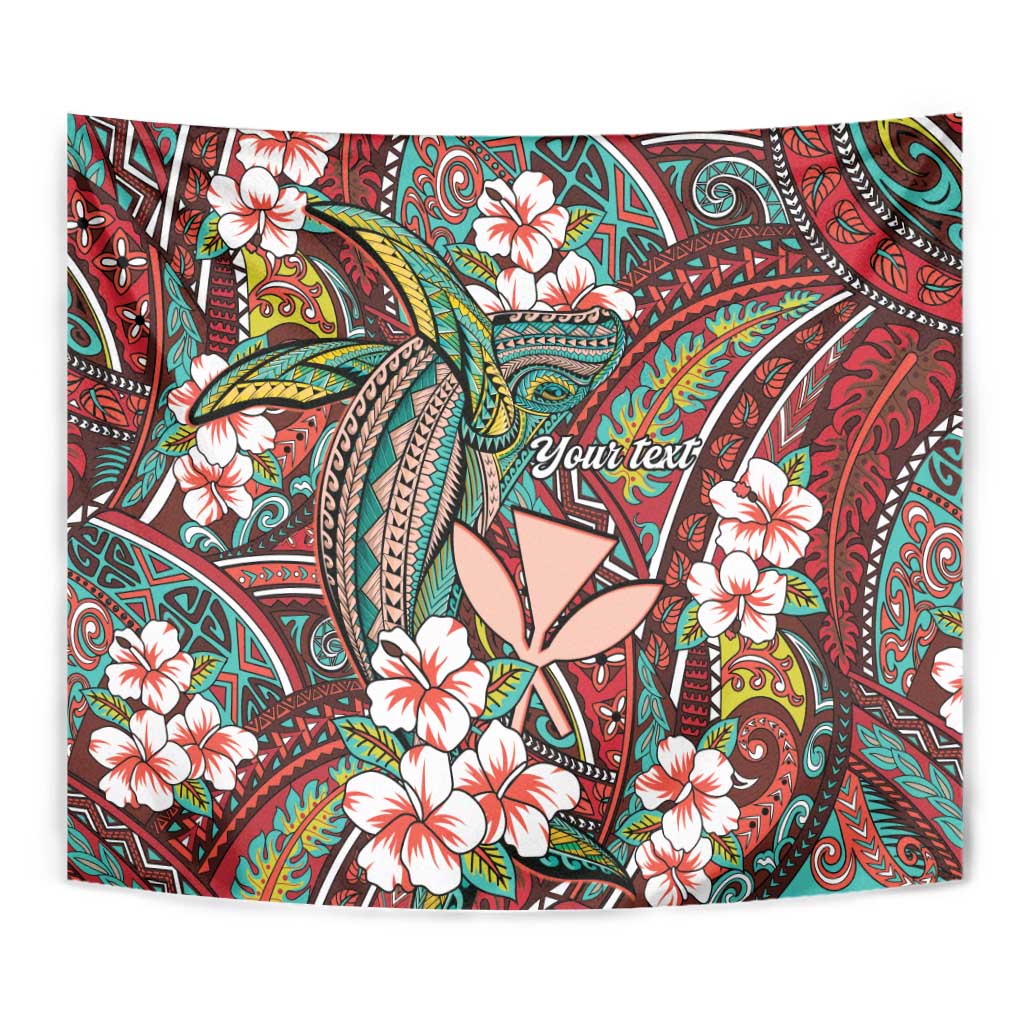 Personalised Hawaii Tribal Humpback Whale Tapestry Ulaula Hibiscus Seamless Pattern LT9 - Polynesian Pride