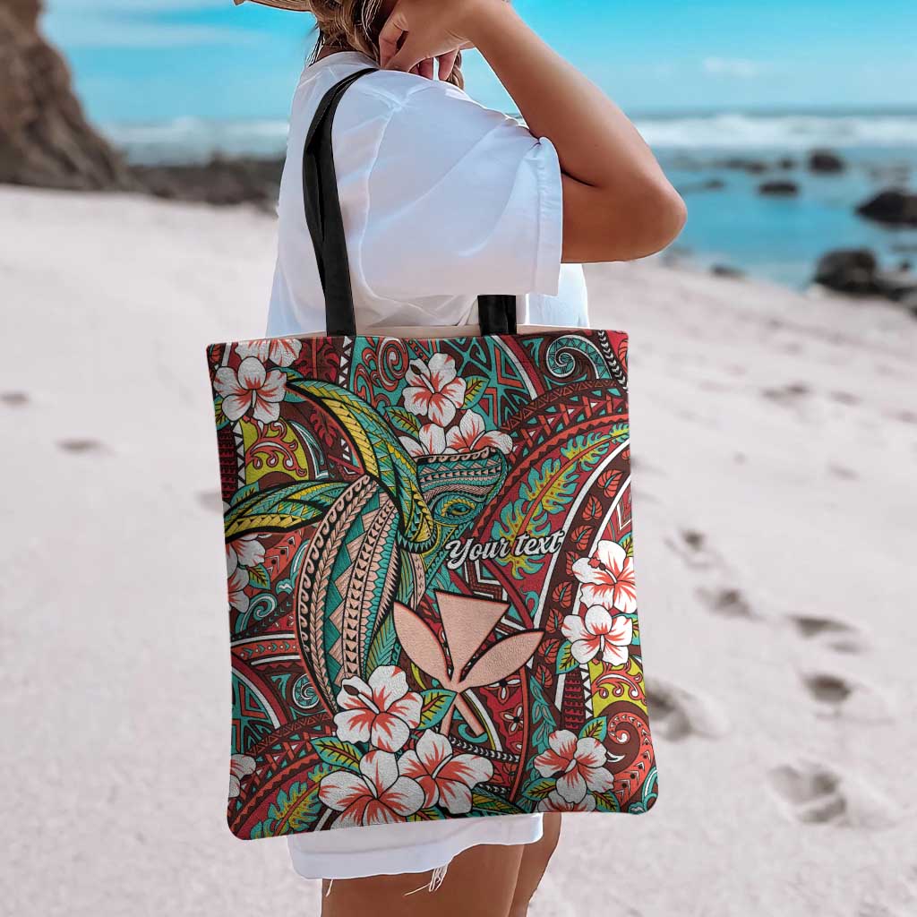 Personalised Hawaii Tribal Humpback Whale Tote Bag Ulaula Hibiscus Seamless Pattern LT9 - Polynesian Pride