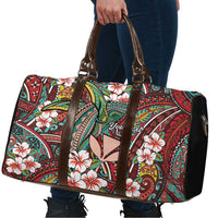 Personalised Hawaii Tribal Humpback Whale Travel Bag Ulaula Hibiscus Seamless Pattern LT9 - Polynesian Pride