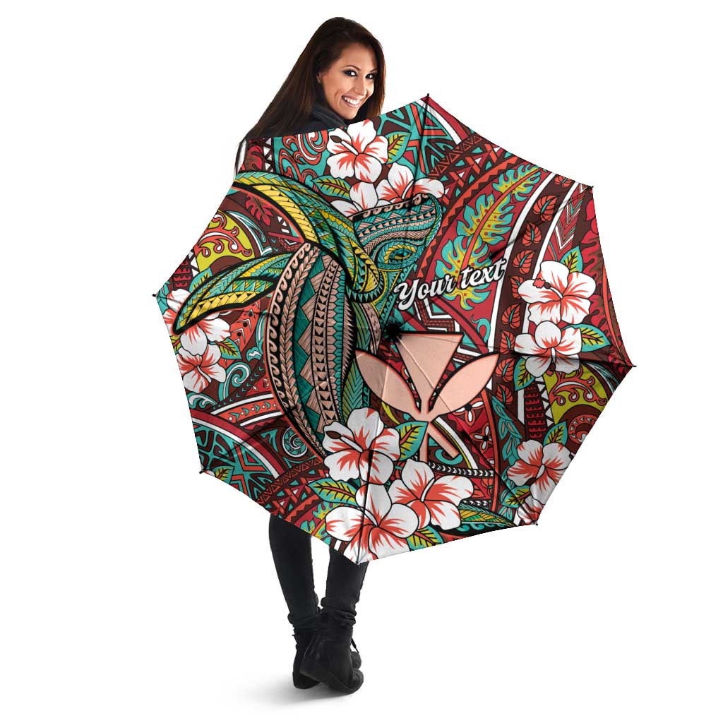 Personalised Hawaii Tribal Humpback Whale Umbrella Ulaula Hibiscus Seamless Pattern LT9 - Polynesian Pride