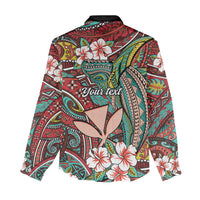 Personalised Hawaii Tribal Humpback Whale Women Casual Shirt Ulaula Hibiscus Seamless Pattern LT9 - Polynesian Pride