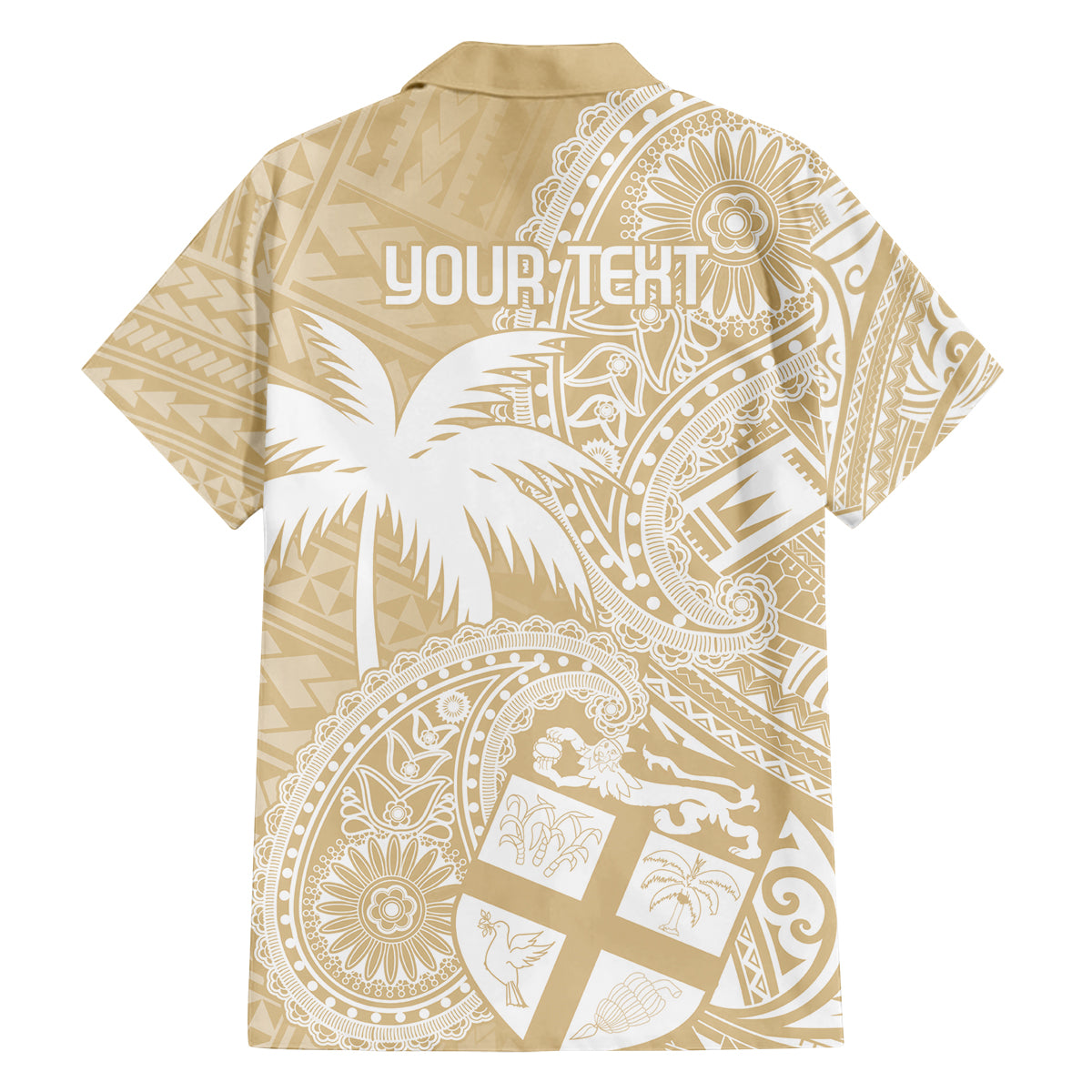 Custom Indo Fijians Family Matching Off The Shoulder Long Sleeve Dress and Hawaiian Shirt Fiji ke Hindustani Polyneisan Paisley Beige Style