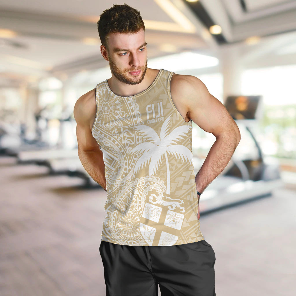 Custom Indo Fijians Men Tank Top Fiji ke Hindustani Polyneisan Paisley Beige Style