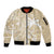 Custom Indo Fijians Sleeve Zip Bomber Jacket Fiji ke Hindustani Polyneisan Paisley Beige Style