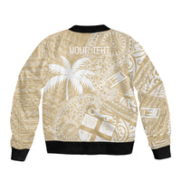 Custom Indo Fijians Sleeve Zip Bomber Jacket Fiji ke Hindustani Polyneisan Paisley Beige Style