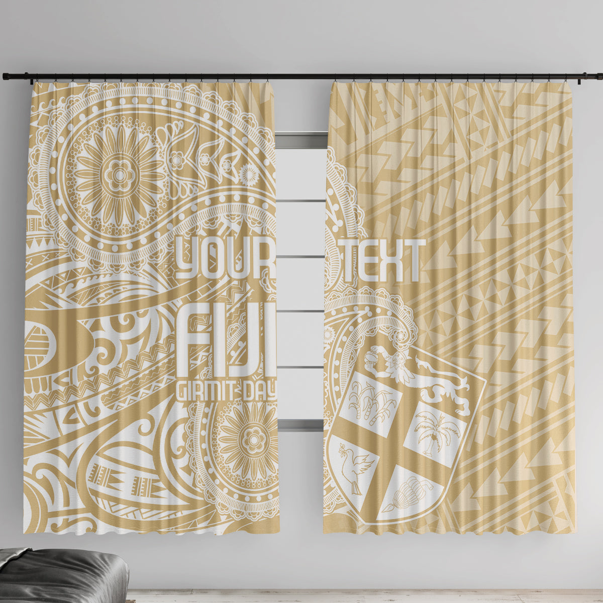 Custom Indo Fijians Window Curtain Fiji ke Hindustani Polyneisan Paisley Beige Style