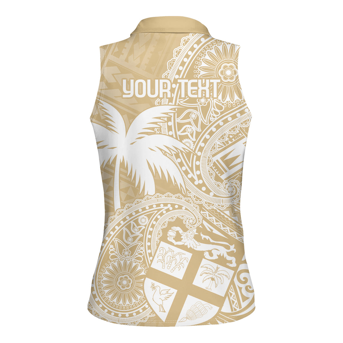 Custom Indo Fijians Women Sleeveless Polo Shirt Fiji ke Hindustani Polyneisan Paisley Beige Style