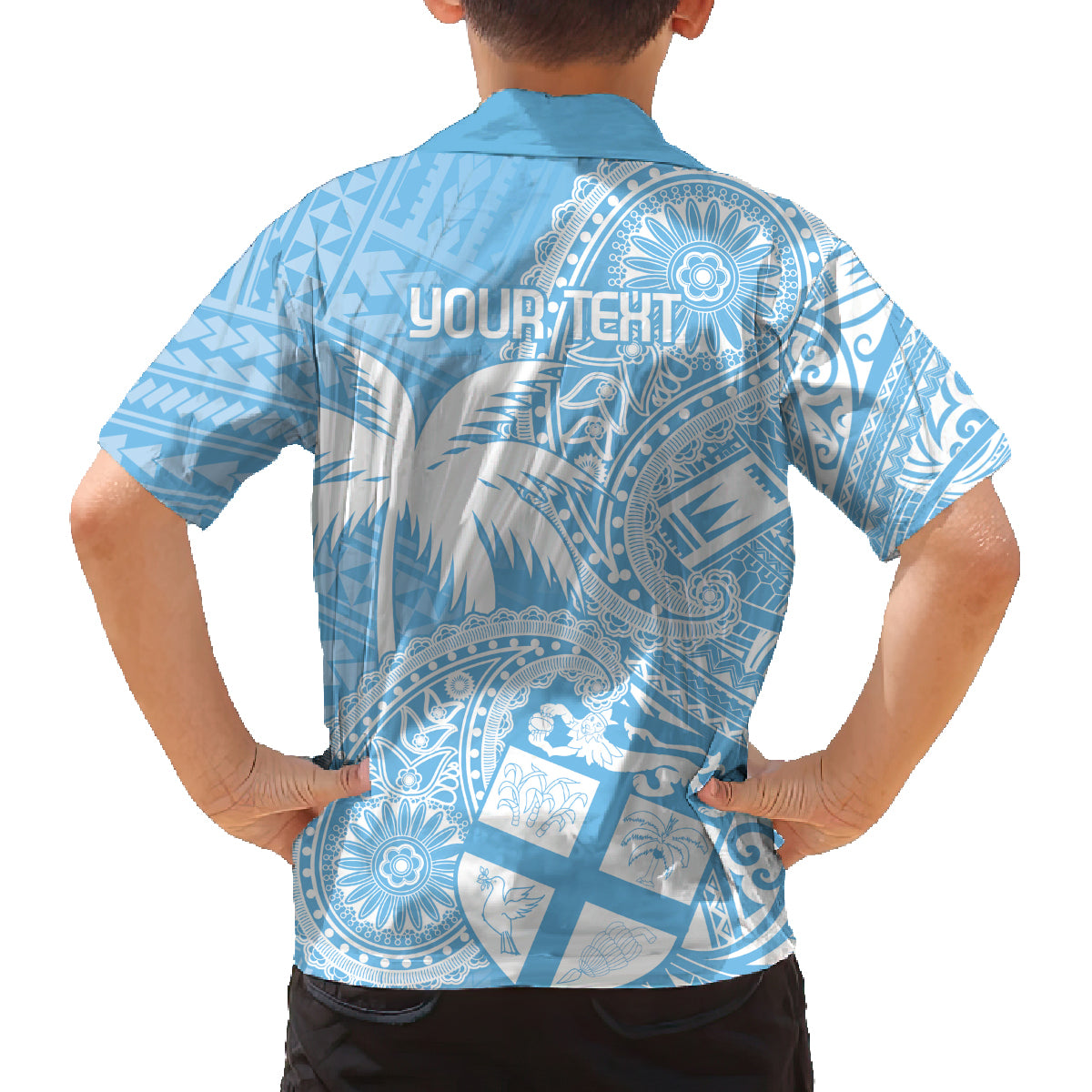 Custom Indo Fijians Family Matching Long Sleeve Bodycon Dress and Hawaiian Shirt Fiji ke Hindustani Polyneisan Paisley Blue Style