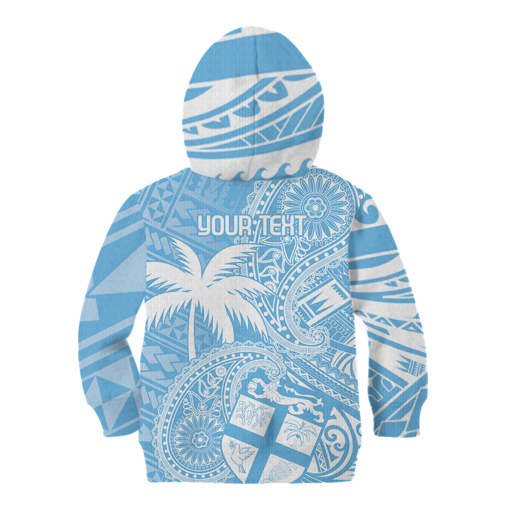 Custom Indo Fijians Kid Hoodie Fiji ke Hindustani Polyneisan Paisley Blue Style