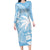 Custom Indo Fijians Long Sleeve Bodycon Dress Fiji ke Hindustani Polyneisan Paisley Blue Style