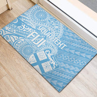 Custom Indo Fijians Rubber Doormat Fiji ke Hindustani Polyneisan Paisley Blue Style