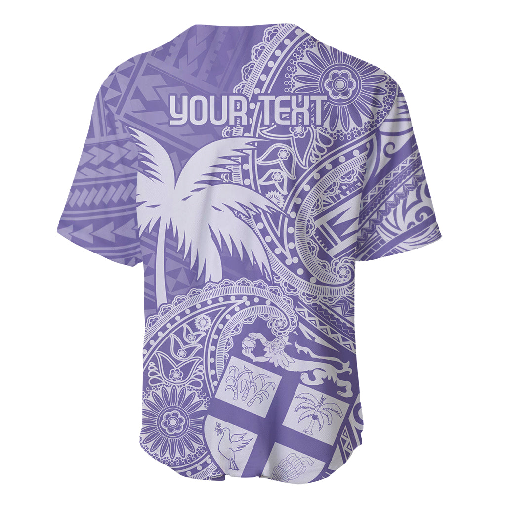 Custom Indo Fijians Baseball Jersey Fiji ke Hindustani Polyneisan Paisley Purple Style