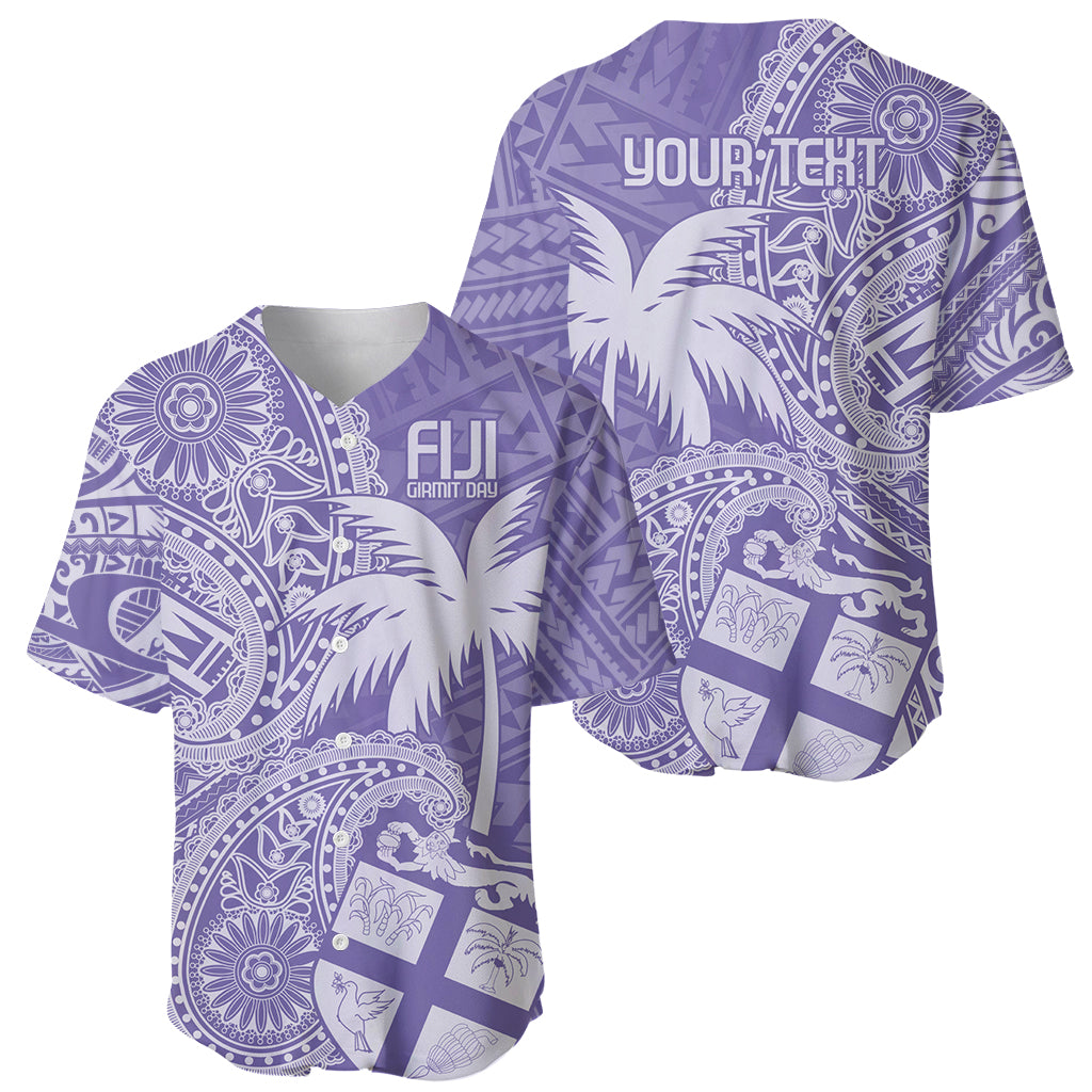 Custom Indo Fijians Baseball Jersey Fiji ke Hindustani Polyneisan Paisley Purple Style