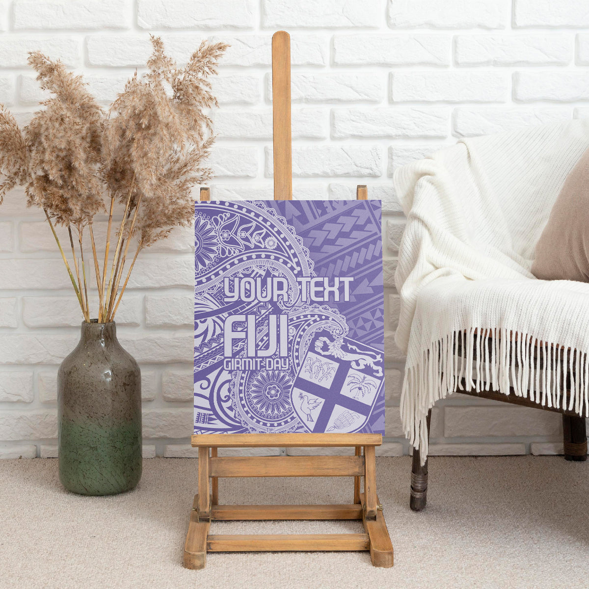 Custom Indo Fijians Canvas Wall Art Fiji ke Hindustani Polyneisan Paisley Purple Style