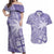 Custom Indo Fijians Couples Matching Off Shoulder Maxi Dress and Hawaiian Shirt Fiji ke Hindustani Polyneisan Paisley Purple Style