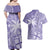 Custom Indo Fijians Couples Matching Off Shoulder Maxi Dress and Hawaiian Shirt Fiji ke Hindustani Polyneisan Paisley Purple Style