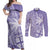 Custom Indo Fijians Couples Matching Off Shoulder Maxi Dress and Long Sleeve Button Shirt Fiji ke Hindustani Polyneisan Paisley Purple Style