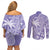 Custom Indo Fijians Couples Matching Off Shoulder Short Dress and Long Sleeve Button Shirt Fiji ke Hindustani Polyneisan Paisley Purple Style