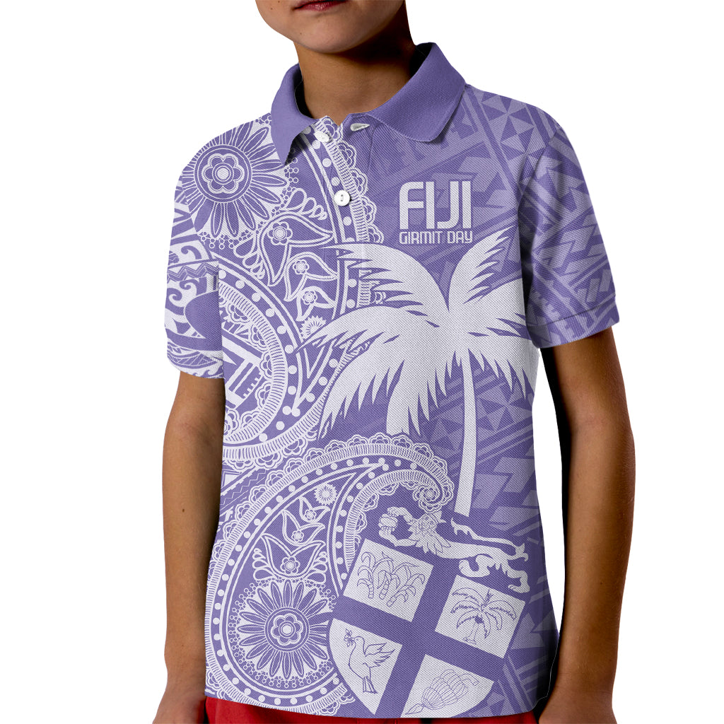 Custom Indo Fijians Kid Polo Shirt Fiji ke Hindustani Polyneisan Paisley Purple Style