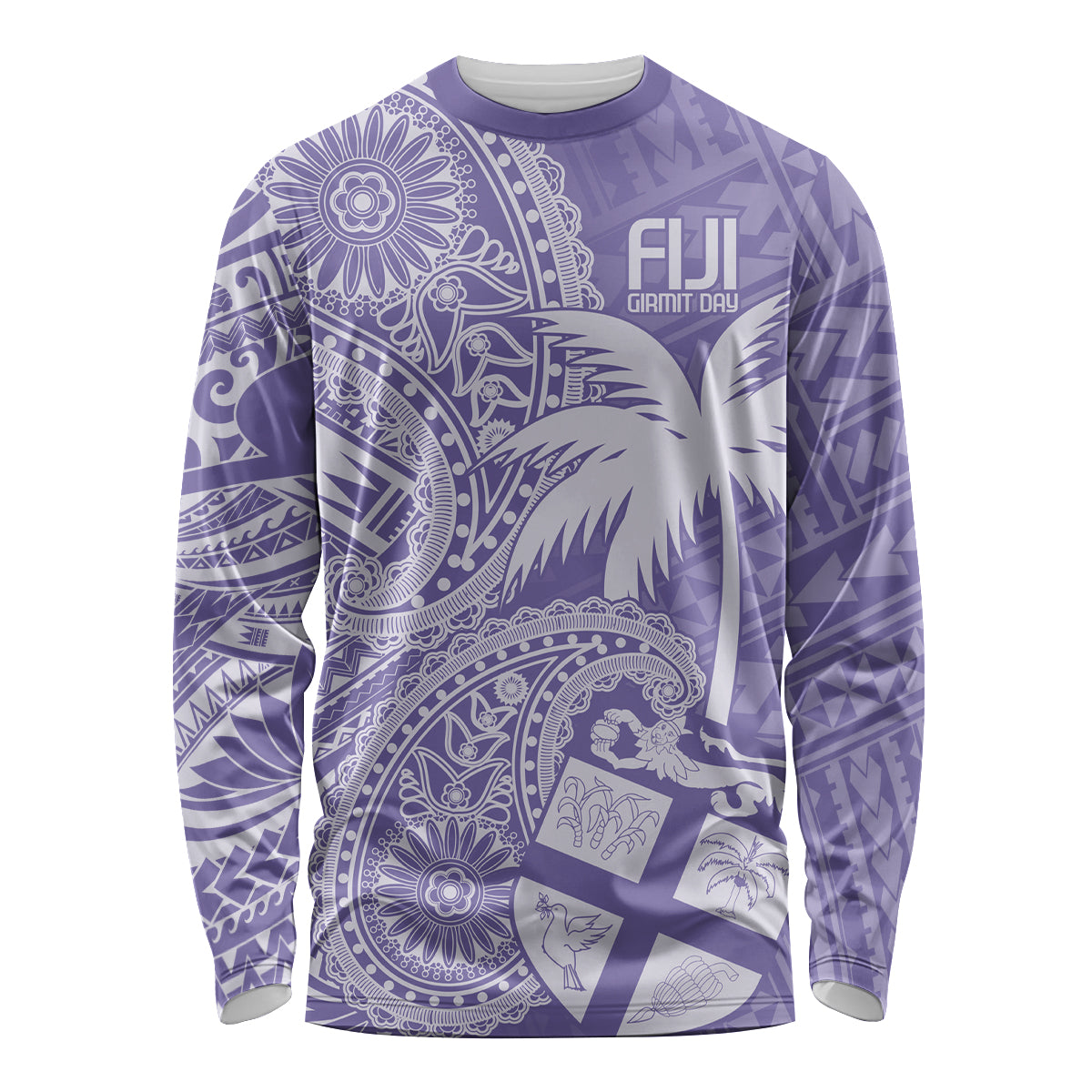 Custom Indo Fijians Long Sleeve Shirt Fiji ke Hindustani Polyneisan Paisley Purple Style