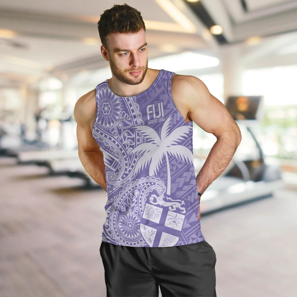 Custom Indo Fijians Men Tank Top Fiji ke Hindustani Polyneisan Paisley Purple Style