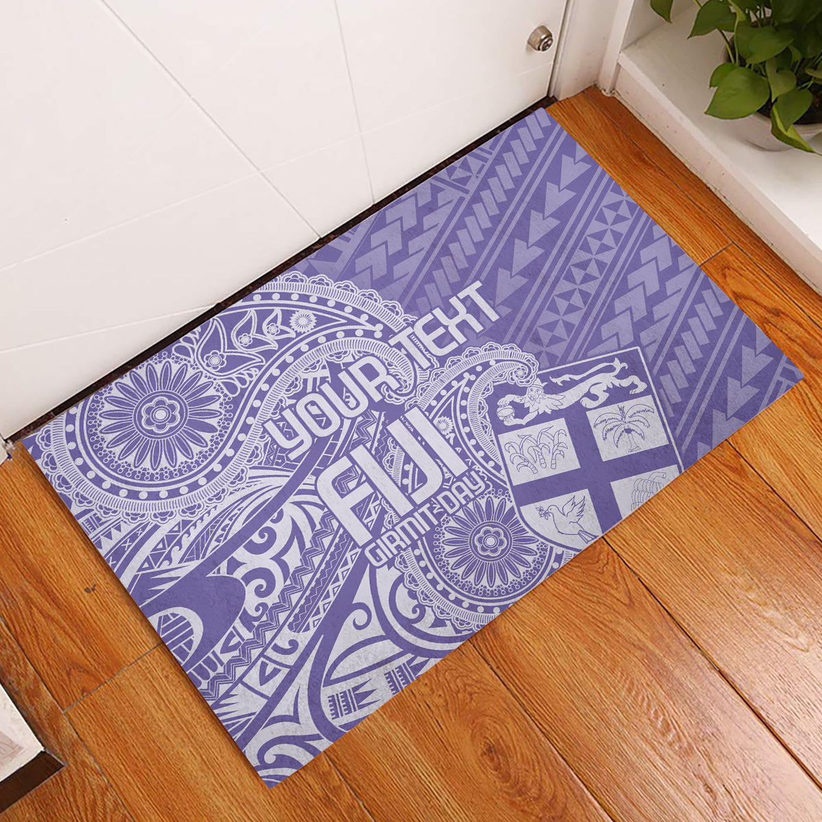 Custom Indo Fijians Rubber Doormat Fiji ke Hindustani Polyneisan Paisley Purple Style