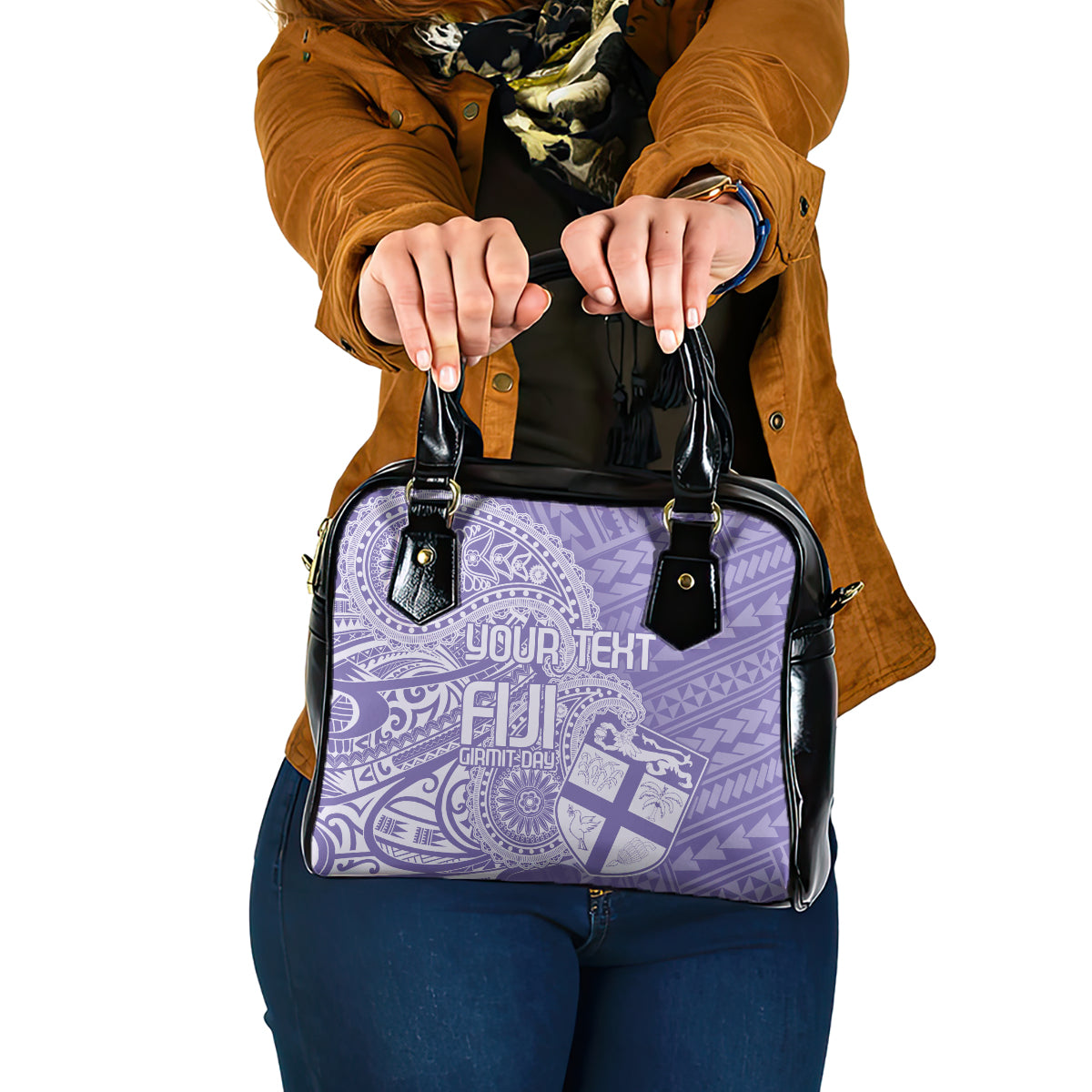 Custom Indo Fijians Shoulder Handbag Fiji ke Hindustani Polyneisan Paisley Purple Style