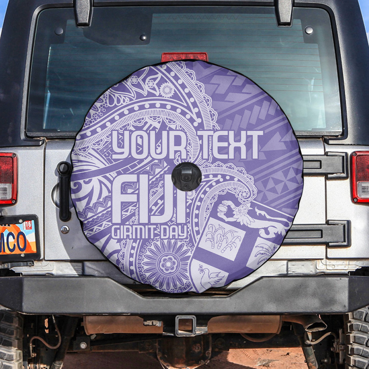 Custom Indo Fijians Spare Tire Cover Fiji ke Hindustani Polyneisan Paisley Purple Style