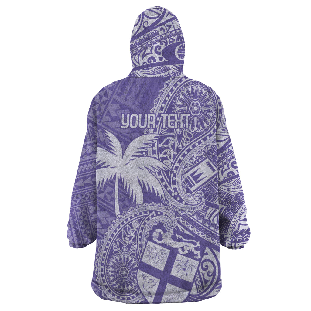 Custom Indo Fijians Wearable Blanket Hoodie Fiji ke Hindustani Polyneisan Paisley Purple Style