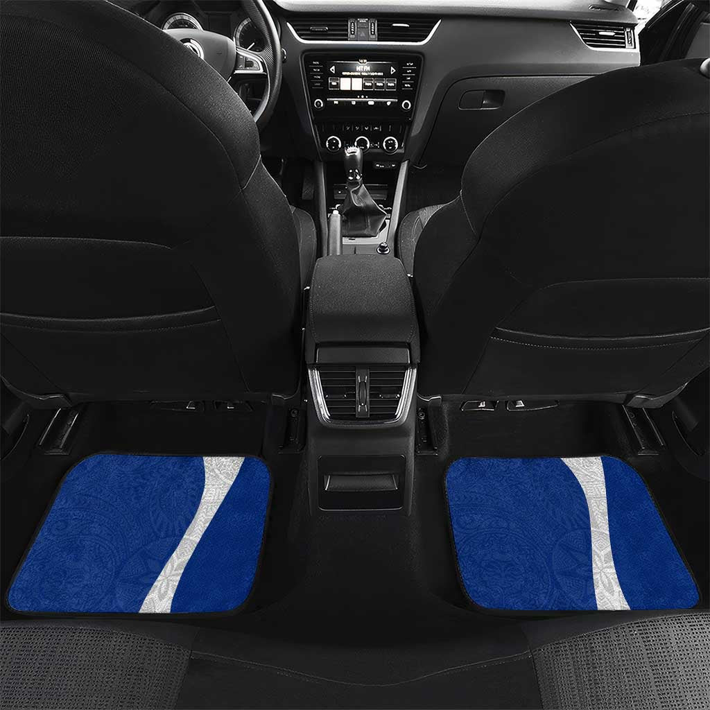 Blue Guam Hafa Adai Car Mats Tropical Flowers with Polynesian Pattern LT9 Set 2pcs - Back Blue - Polynesian Pride