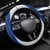 Blue Guam Hafa Adai Steering Wheel Cover Tropical Flowers with Polynesian Pattern