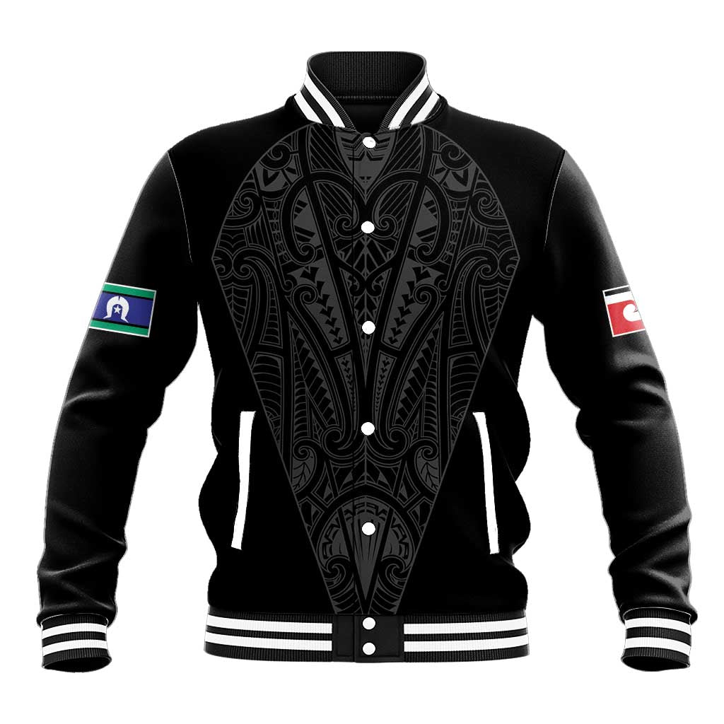 Queensland Maori Rugby Nga Hau e Wha Baseball Jacket Black Motif