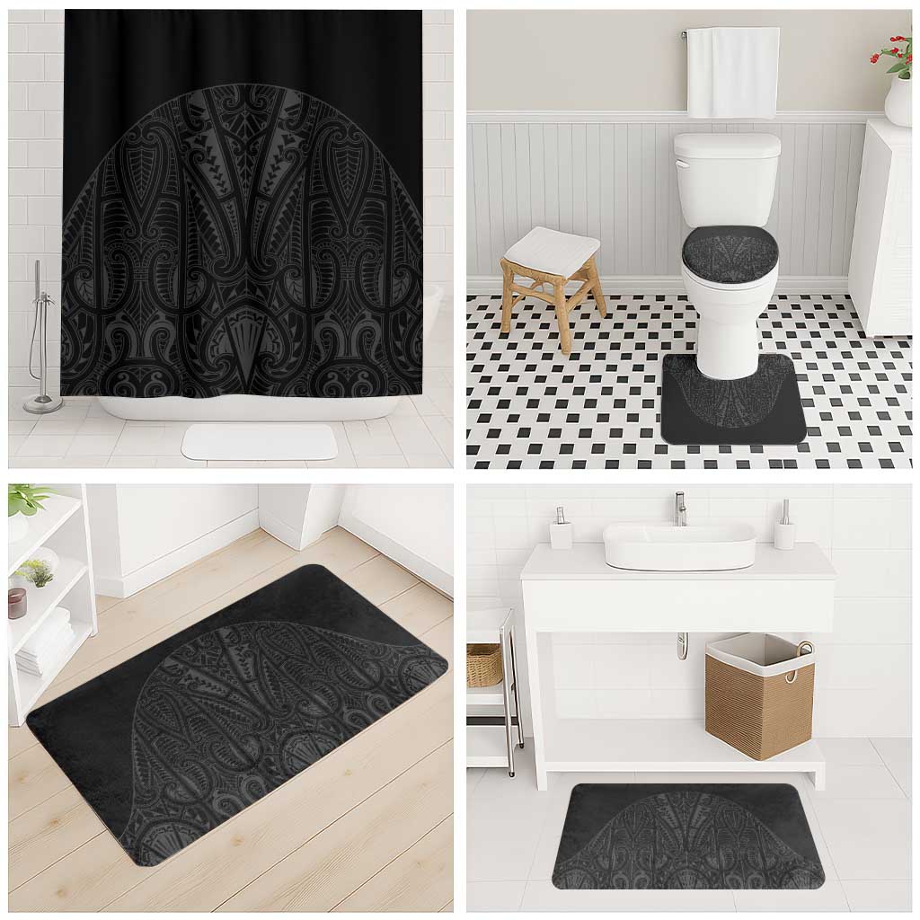 Queensland Maori Rugby Nga Hau e Wha Bathroom Set Black Motif - Polynesian Pride