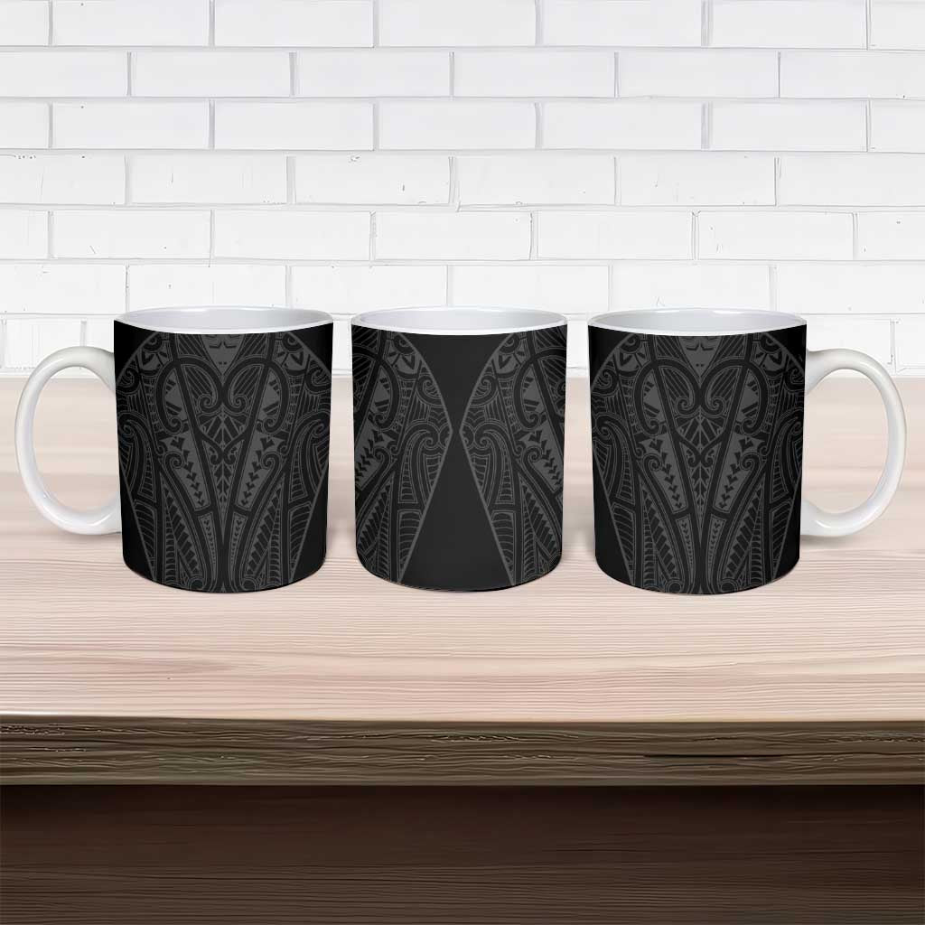 Queensland Maori Rugby Nga Hau e Wha Ceramic Mug Black Motif - Polynesian Pride