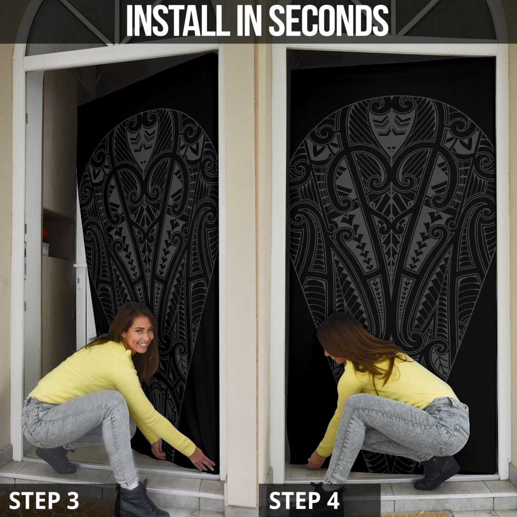 Queensland Maori Rugby Nga Hau e Wha Door Cover Black Motif - Polynesian Pride