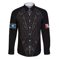 Queensland Maori Rugby Nga Hau e Wha Family Matching Long Sleeve Bodycon Dress and Hawaiian Shirt Black Motif