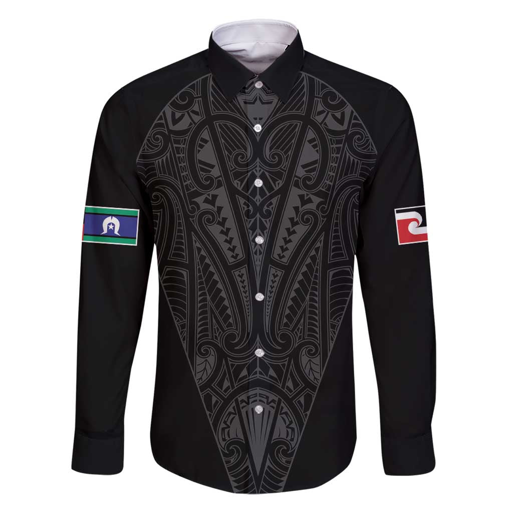 Queensland Maori Rugby Nga Hau e Wha Family Matching Off Shoulder Short Dress and Hawaiian Shirt Black Motif