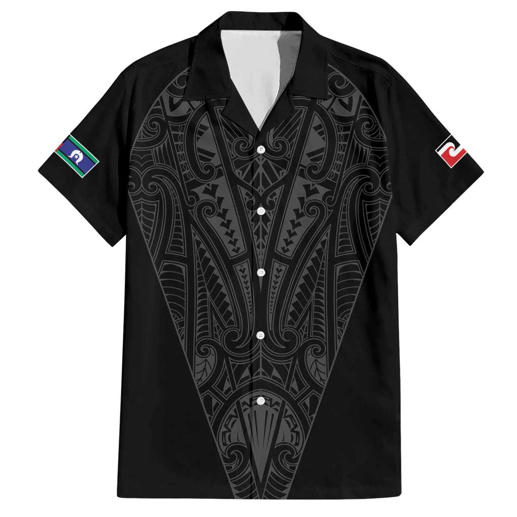 Queensland Maori Rugby Nga Hau e Wha Family Matching Short Sleeve Bodycon Dress and Hawaiian Shirt Black Motif