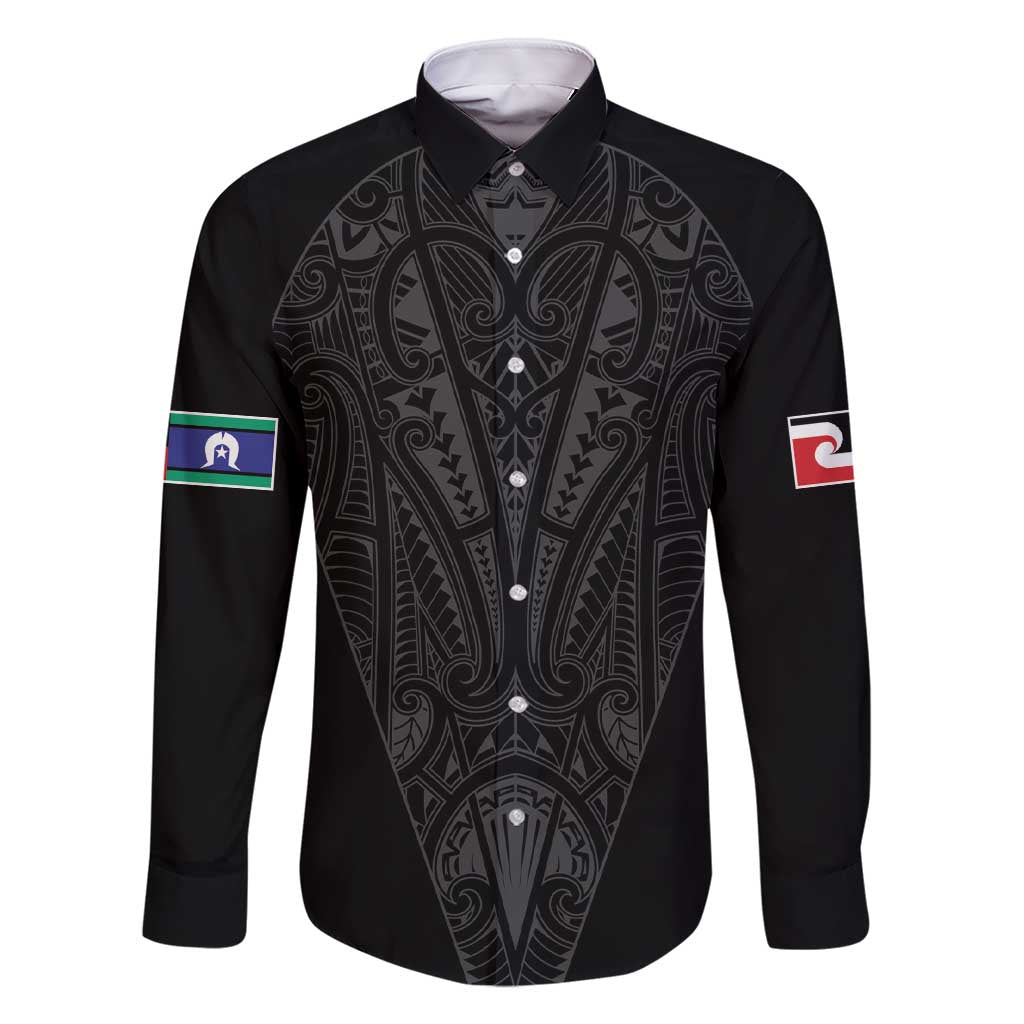 Queensland Maori Rugby Nga Hau e Wha Family Matching Short Sleeve Bodycon Dress and Hawaiian Shirt Black Motif