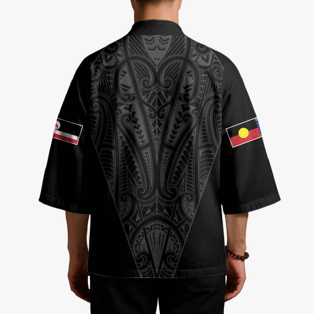 Queensland Maori Rugby Nga Hau e Wha Kimono Black Motif - Polynesian Pride