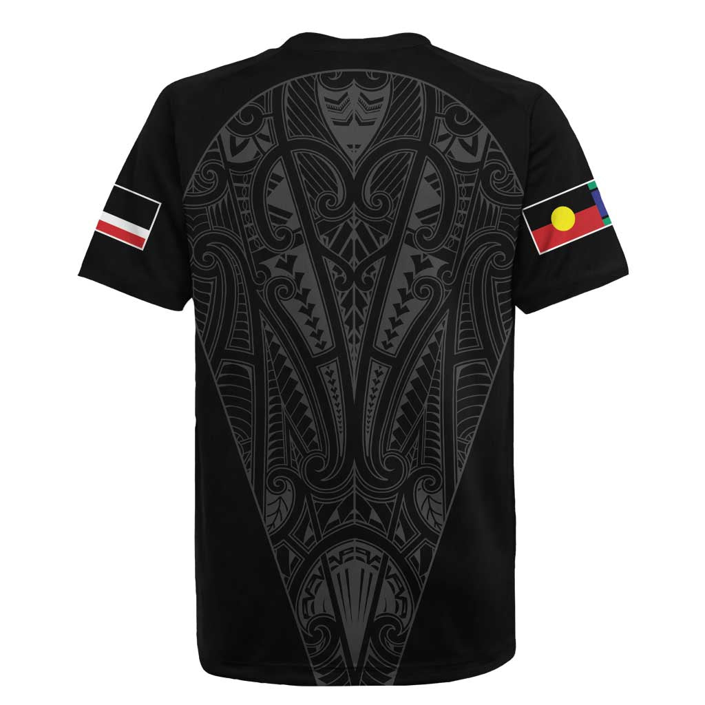 Queensland Maori Rugby Nga Hau e Wha Rugby Jersey Black Motif