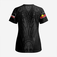 Queensland Maori Rugby Nga Hau e Wha Scrub Top Black Motif - Polynesian Pride