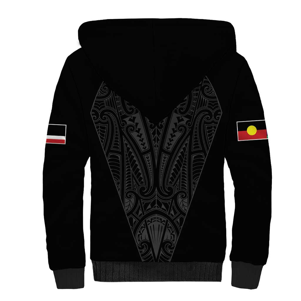 Queensland Maori Rugby Nga Hau e Wha Sherpa Hoodie Black Motif
