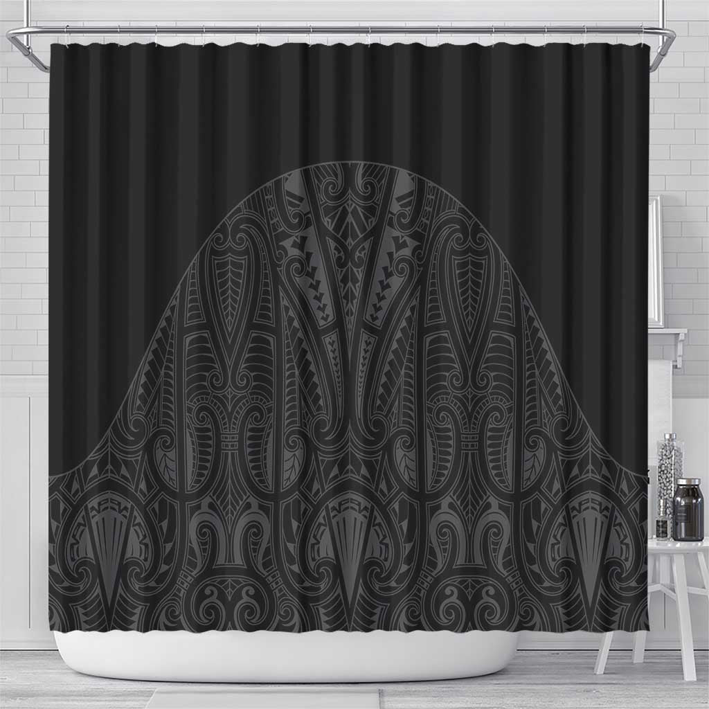 Queensland Maori Rugby Nga Hau e Wha Shower Curtain Black Motif