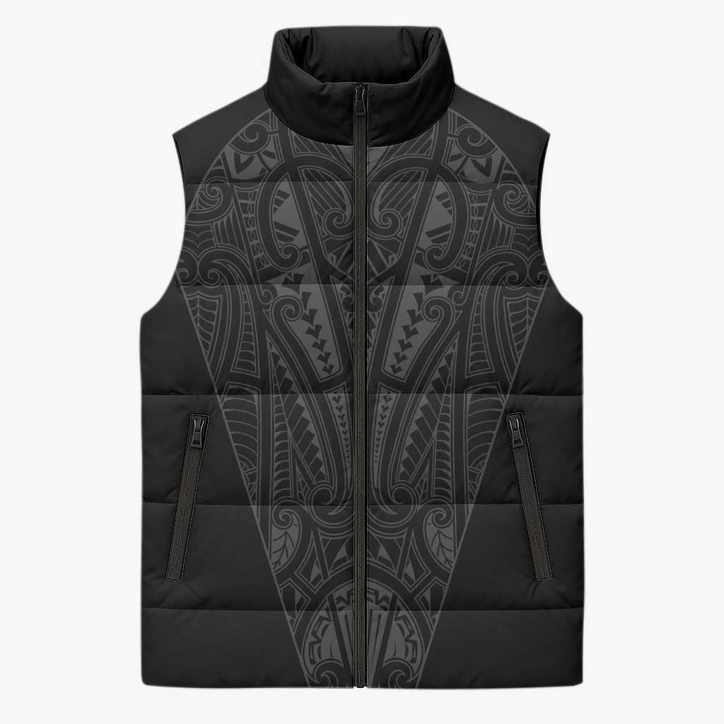 Queensland Maori Rugby Nga Hau e Wha Sleeveless Puffer Jacket Black Motif - Polynesian Pride