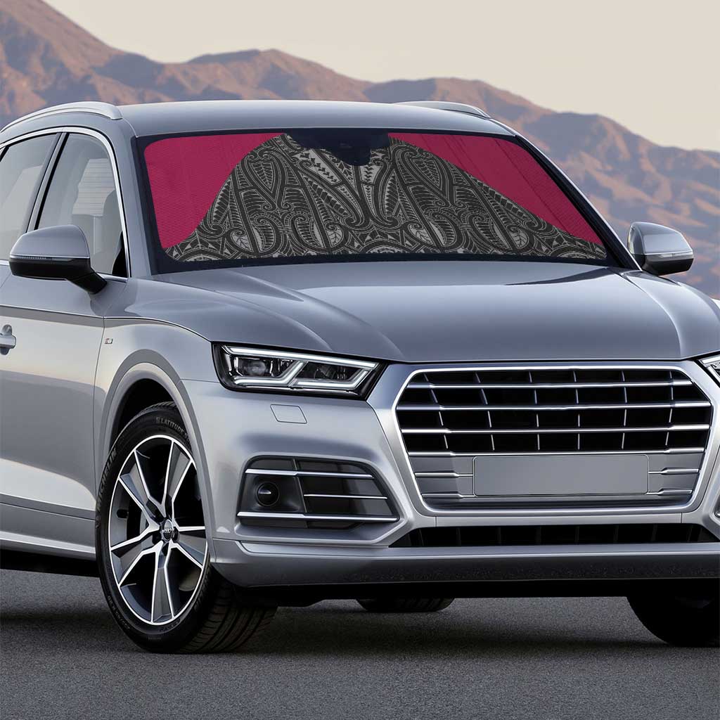 Queensland Maori Rugby Nga Hau e Wha Auto Sun Shade Maroon Motif - Polynesian Pride