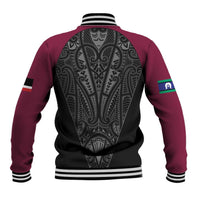 Queensland Maori Rugby Nga Hau e Wha Baseball Jacket Maroon Motif