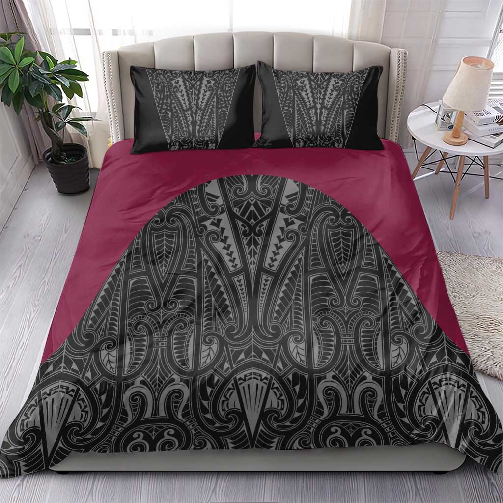 Queensland Maori Rugby Nga Hau e Wha Bedding Set Maroon Motif