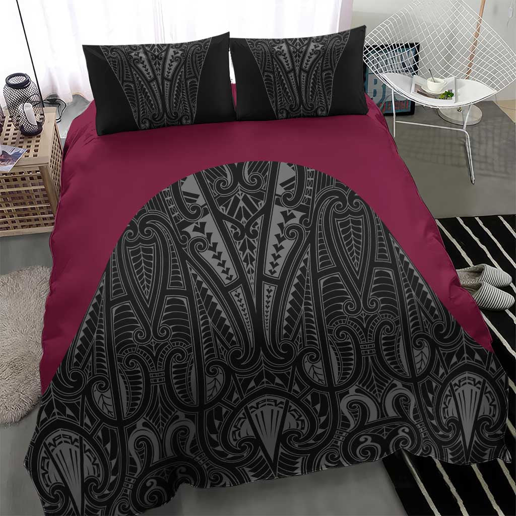 Queensland Maori Rugby Nga Hau e Wha Bedding Set Maroon Motif