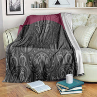 Queensland Maori Rugby Nga Hau e Wha Blanket Maroon Motif
